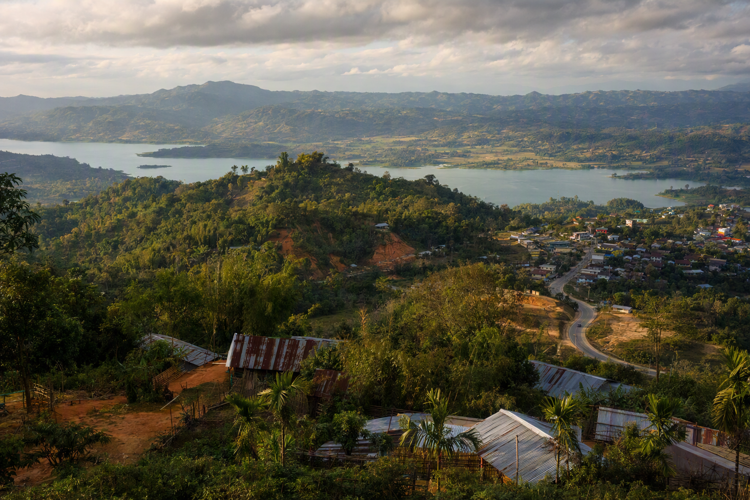 Broad generalized view of CHT ridges, lake, valley and town geographies